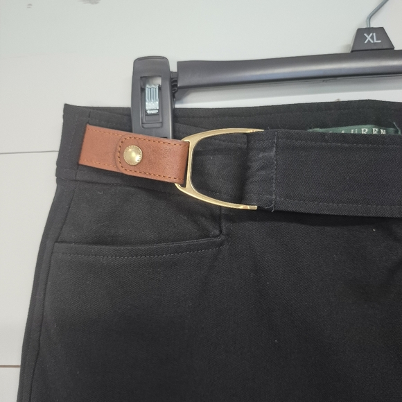 Ralph Lauren Woman's Black Pants with Brown Belt - Picture 3 of 7